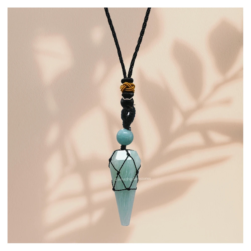 Amazonite Pendulum Pendant Necklace (Macrame)