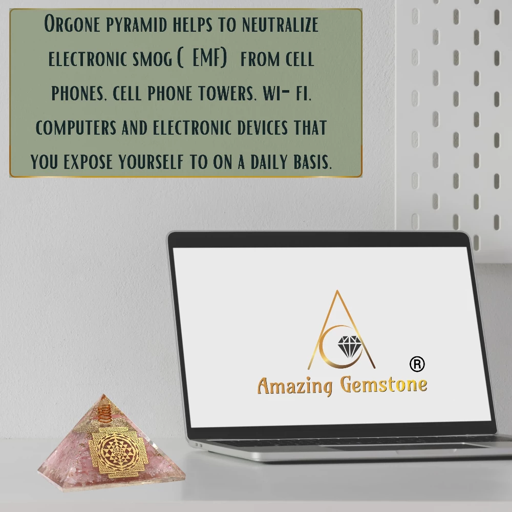Rose Quartz Orgone Pyramid - Big Sri Yantra