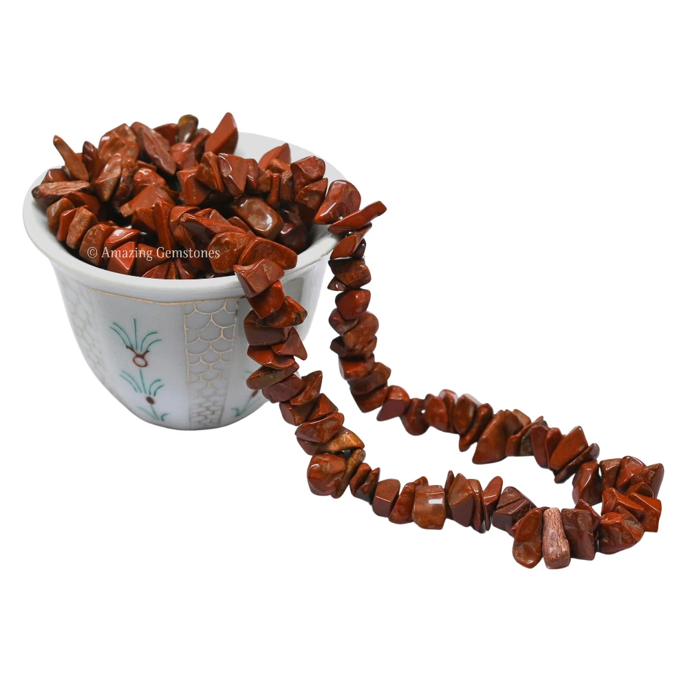 Red Jasper Chips - Pre Drilled