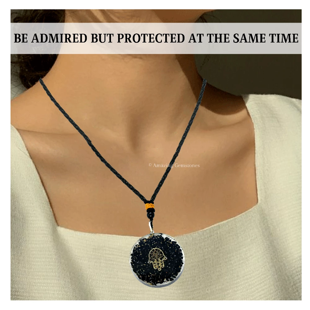 Shungite Necklace - Hamsa