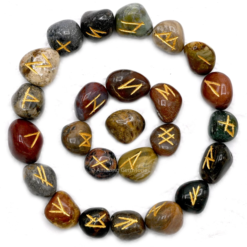 Fancy Jasper Rune Stones Set