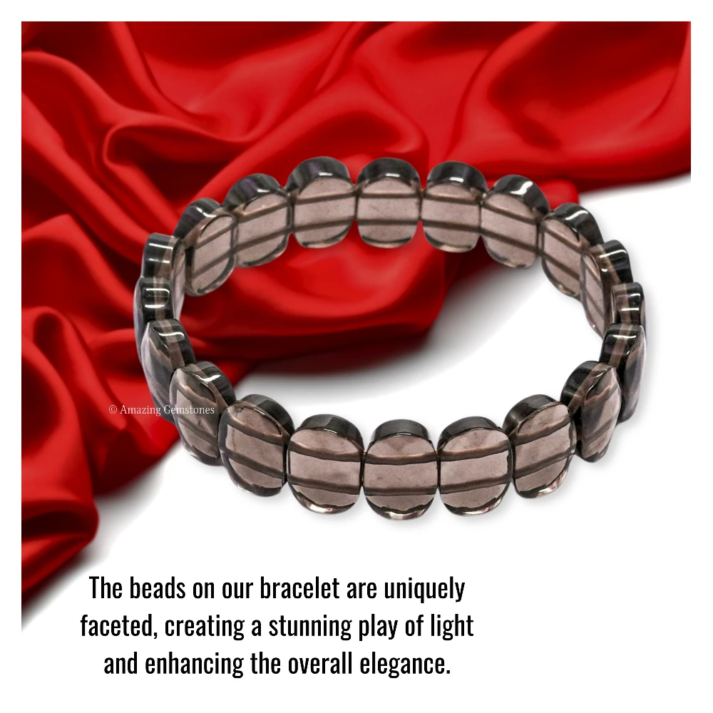 Smoky Quartz Faceted Bracelet - Oval Stone