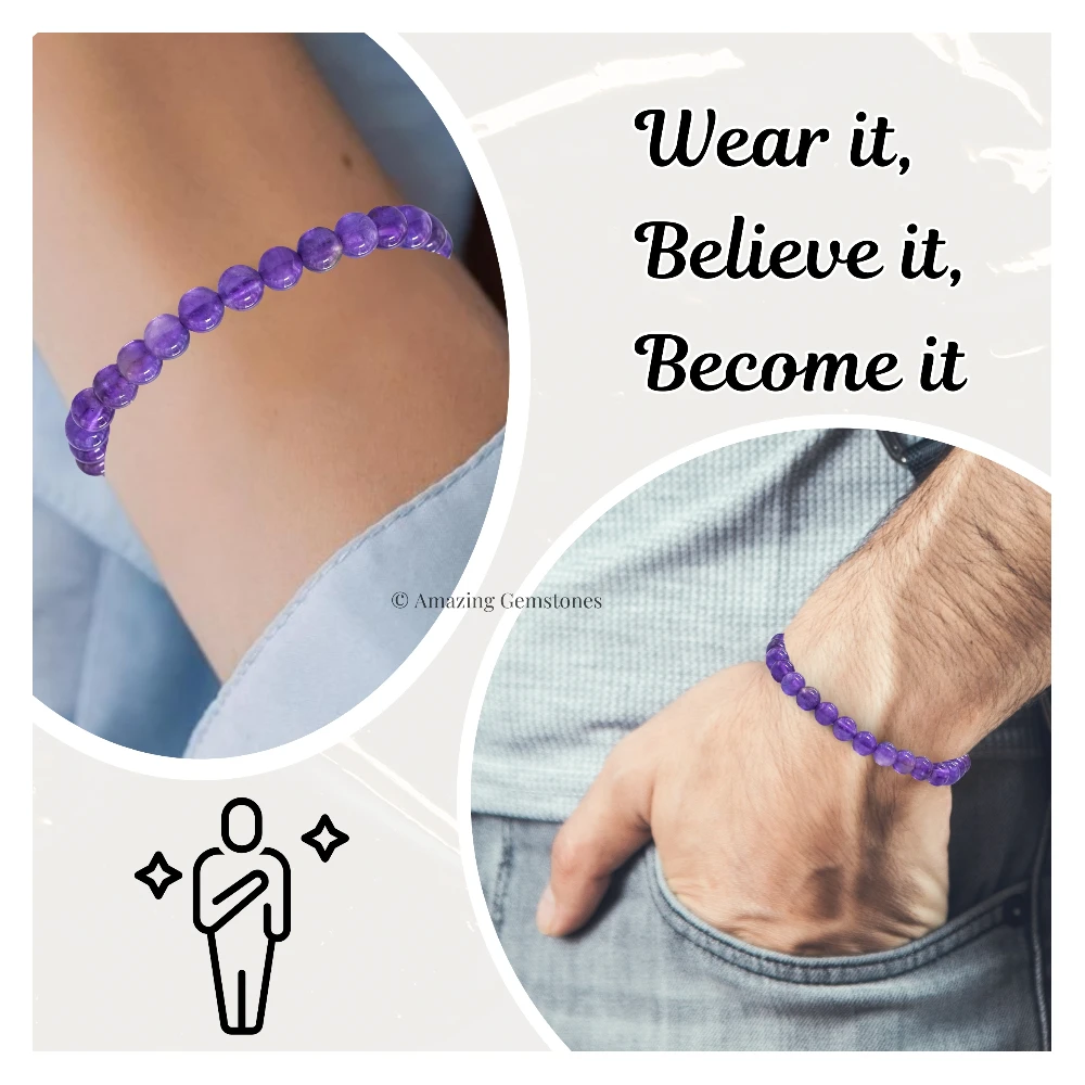 Amethyst Healing Crystal Bracelets - 6mm Beads