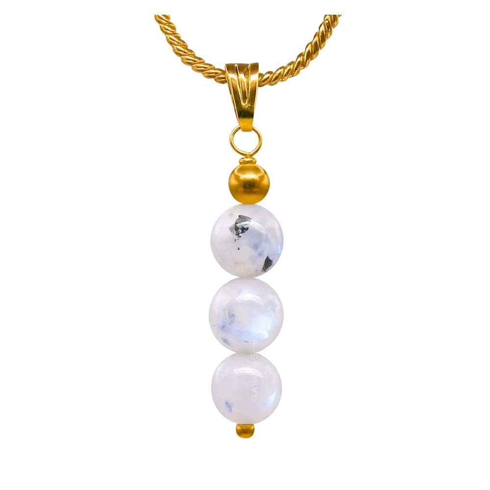 Rainbow Moonstone Bead Pendant (Gold)