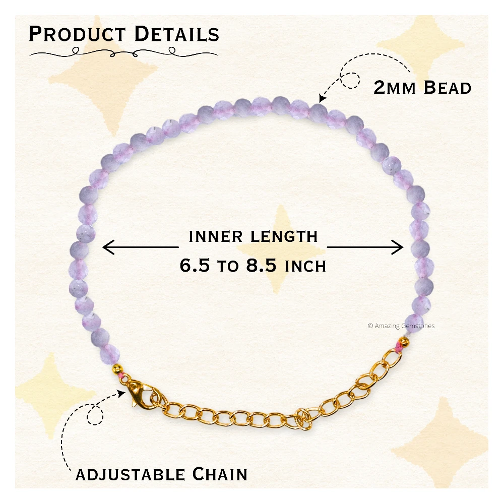 Morgonite Crystal Bracelet - 2mm Faceted Bead (Gold)
