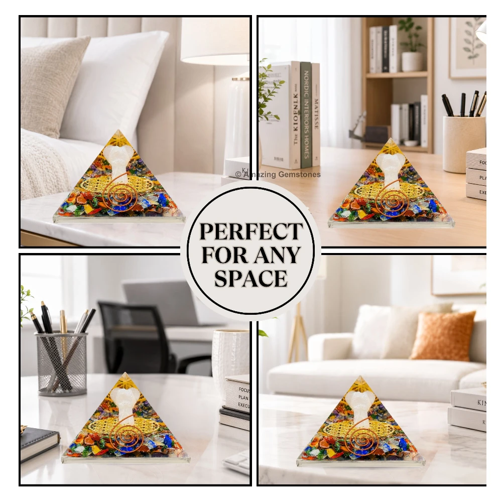 7 Chakra Orgone Pyramid - Angel Glow in Dark