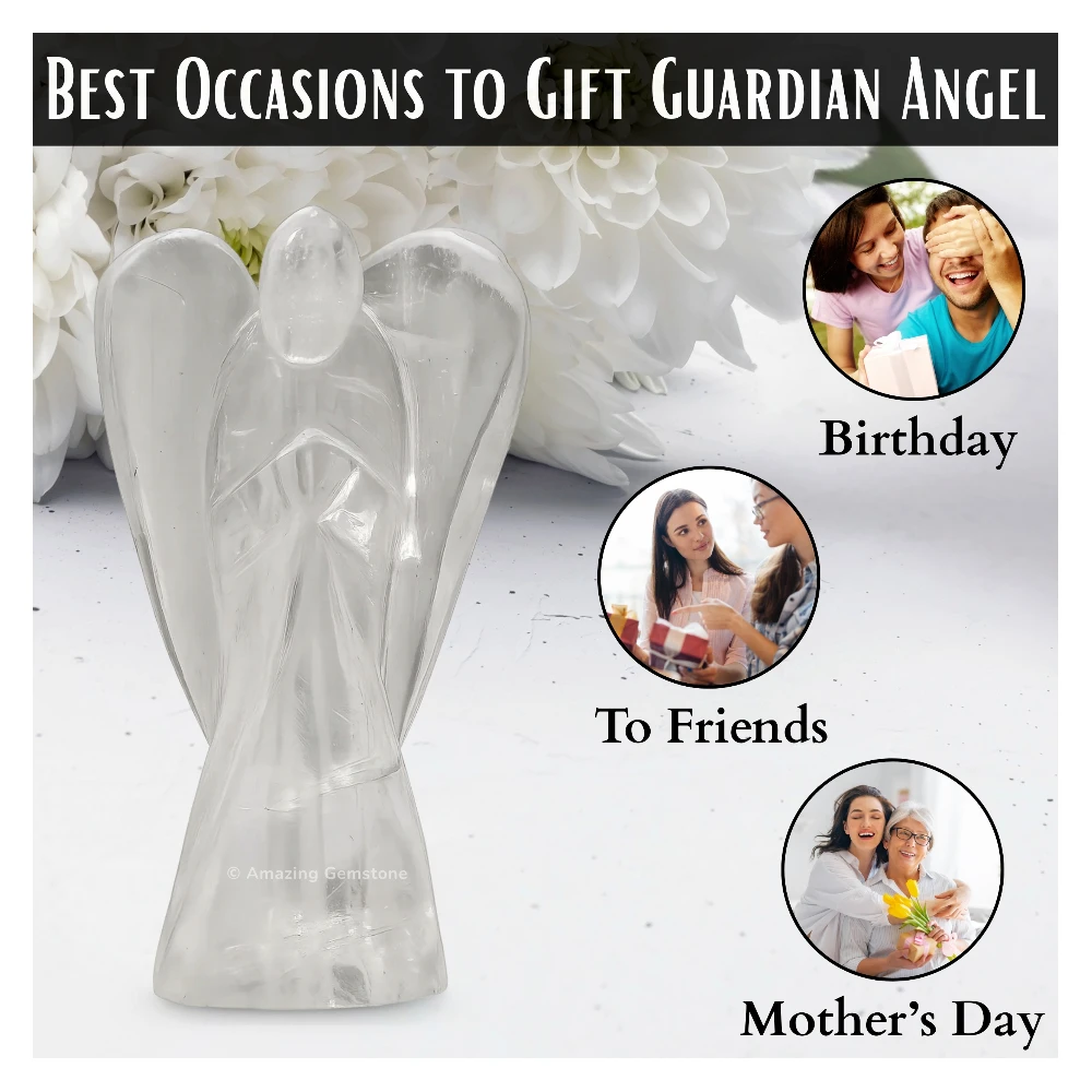 Clear Quartz Angel Figurine (3 Inch)