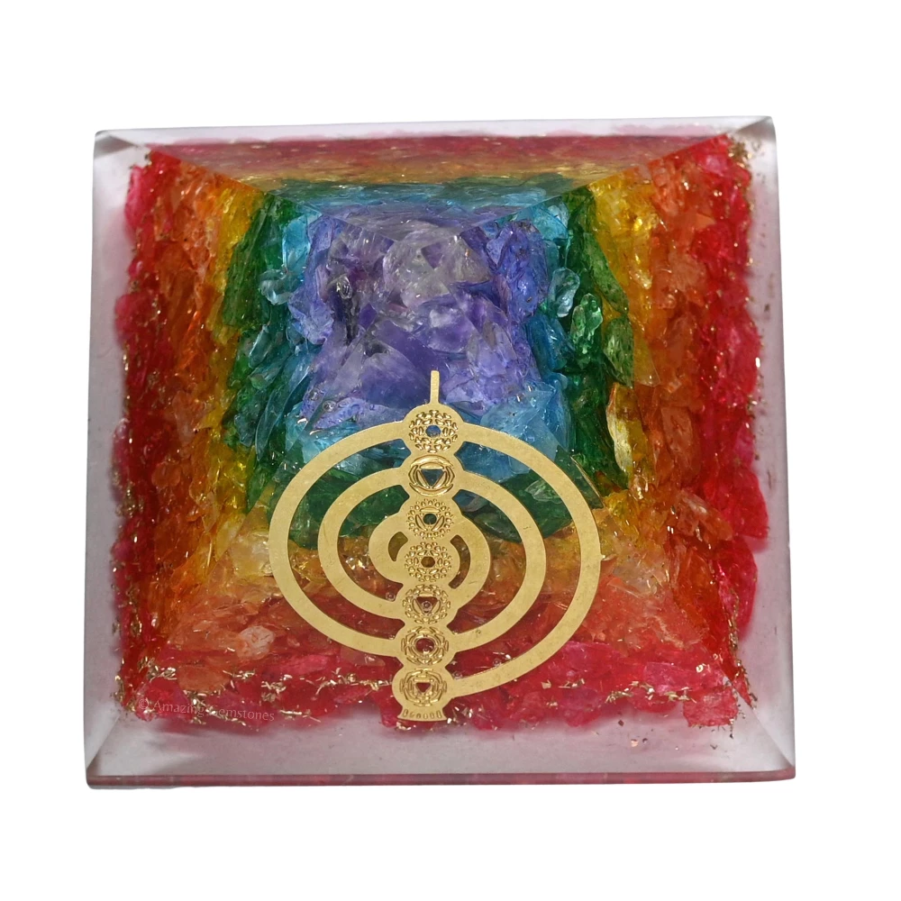 Chakra Onyx Orgone Pyramid - Chakra Reiki