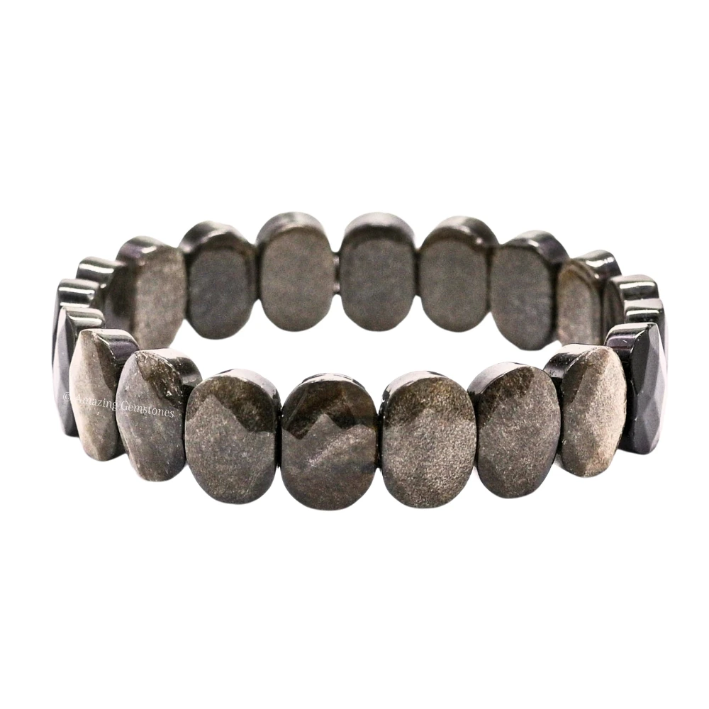 Golden Sheen Obsidian Faceted Bracelet - Oval Stone
