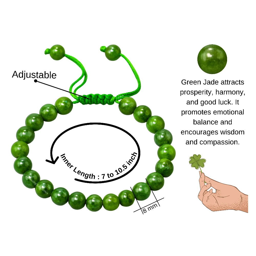 Nephrite Green Jade Bracelet (Adjustable)