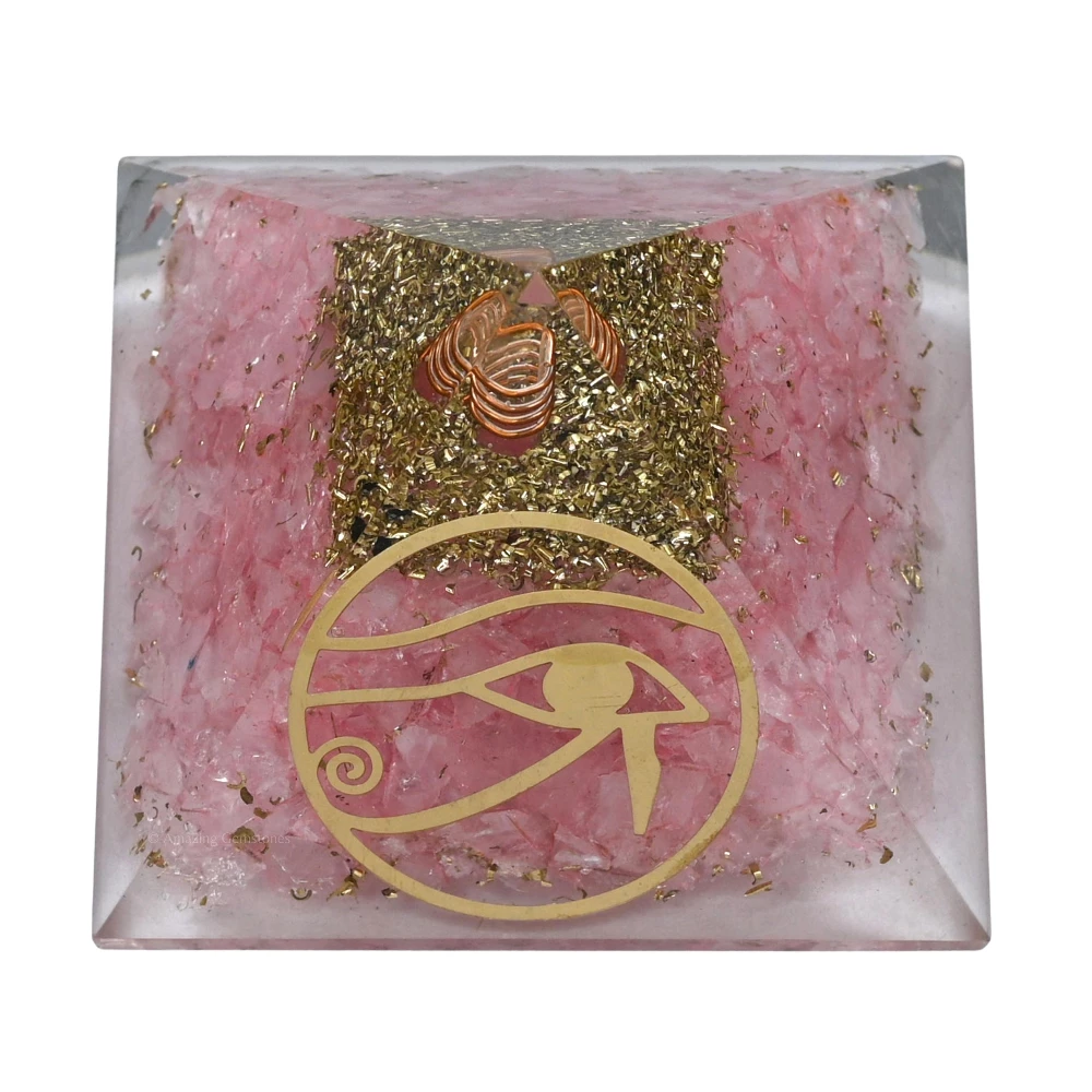 Rose Quartz Orgone Pyramid - Eye of Ra