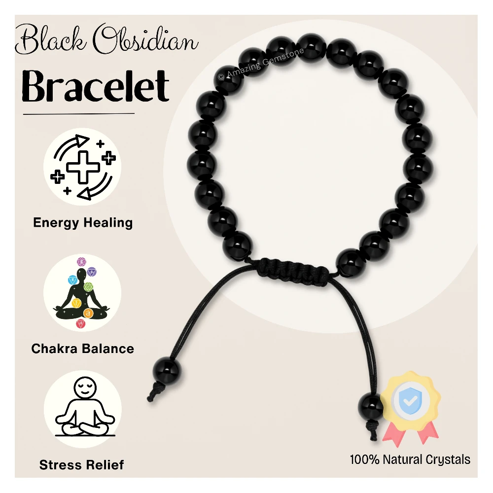 Black Obsidian Bracelet (Adjustable)
