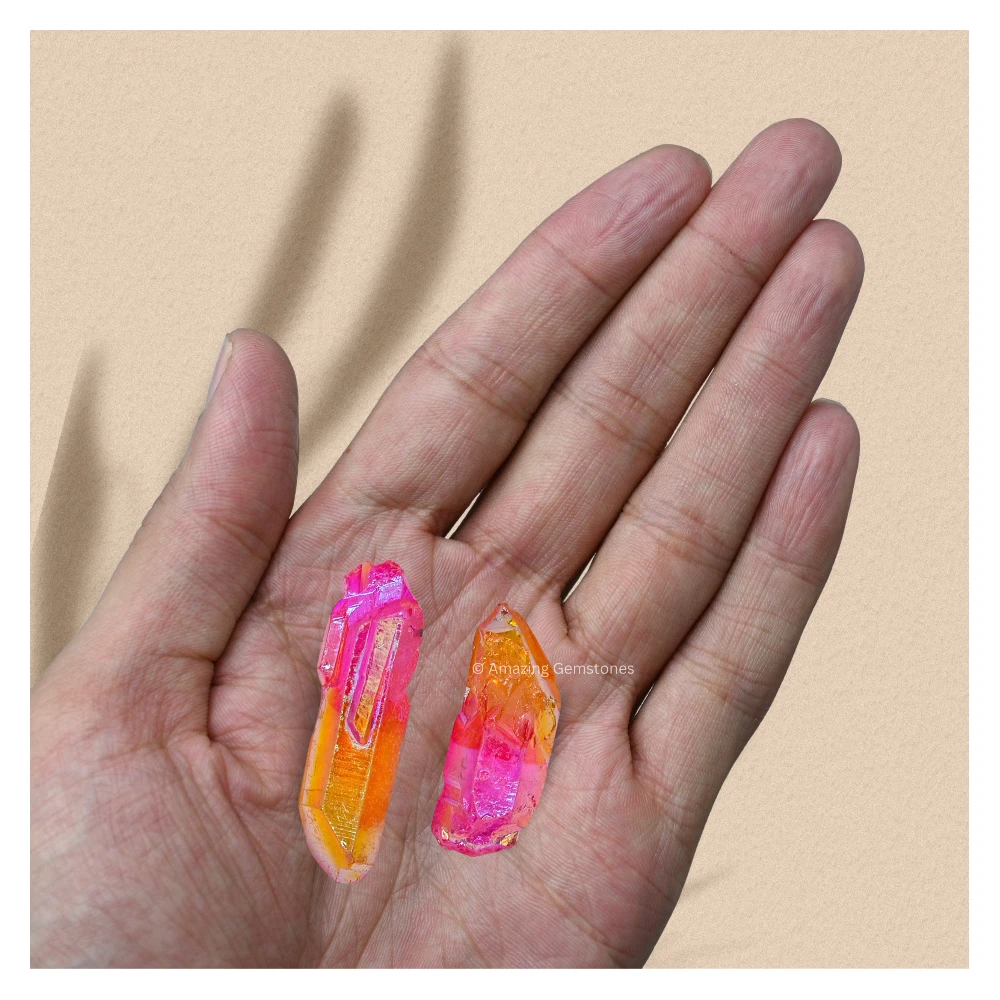 Rose Tangerine Aura Quartz Raw Crystal Points (1 LB)