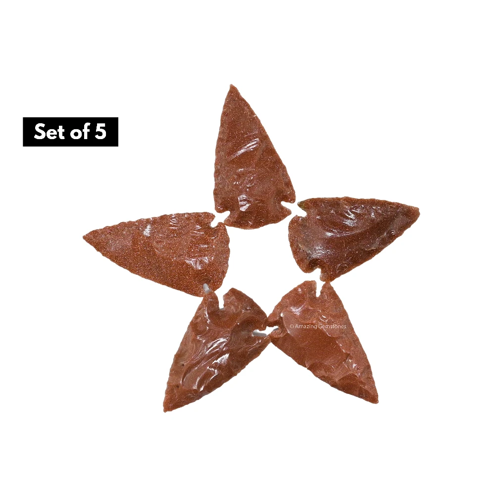 Red Goldstone Crystal Arrowhead - 1" to 1.5" (5 Pieces)