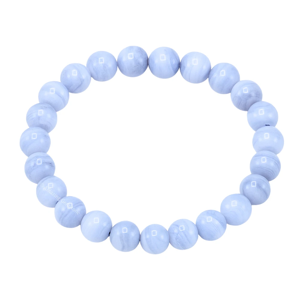 Blue Lace Agate Bracelet (Strechable)