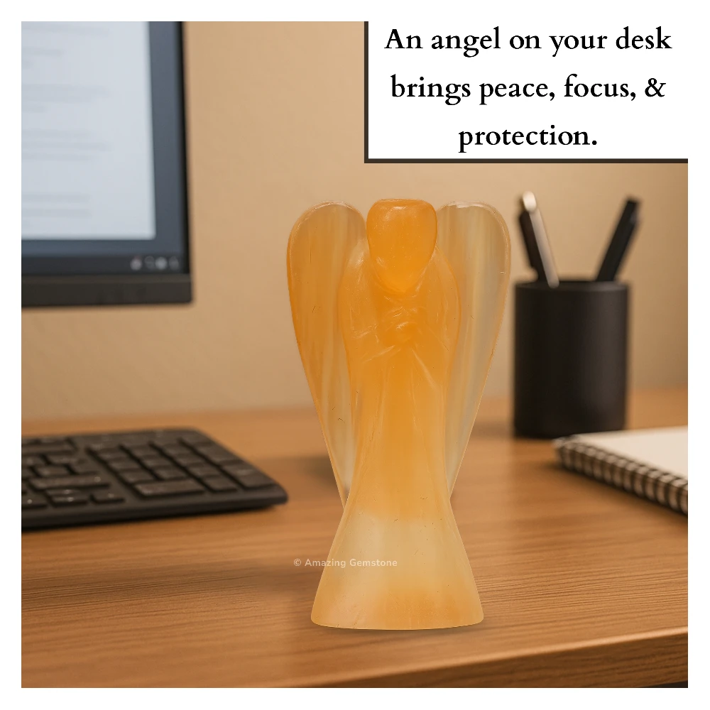 Orange Selenite Angel Figurine (3 Inch)
