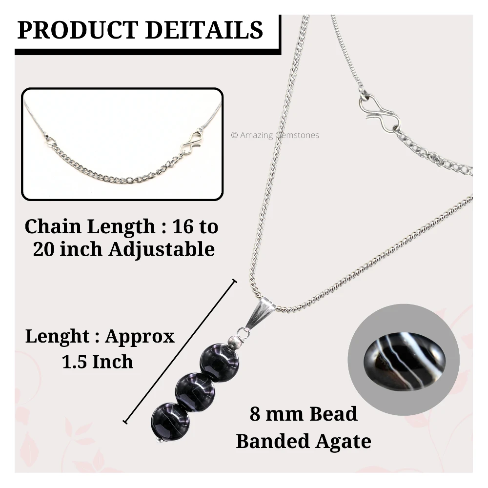 Black Sulemani Hakik Bead Pendant (Silver)