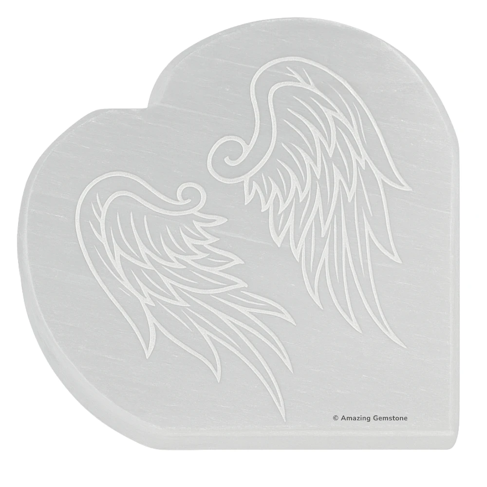 Selenite Charging Plate for Crystals - Angel Wing Heart