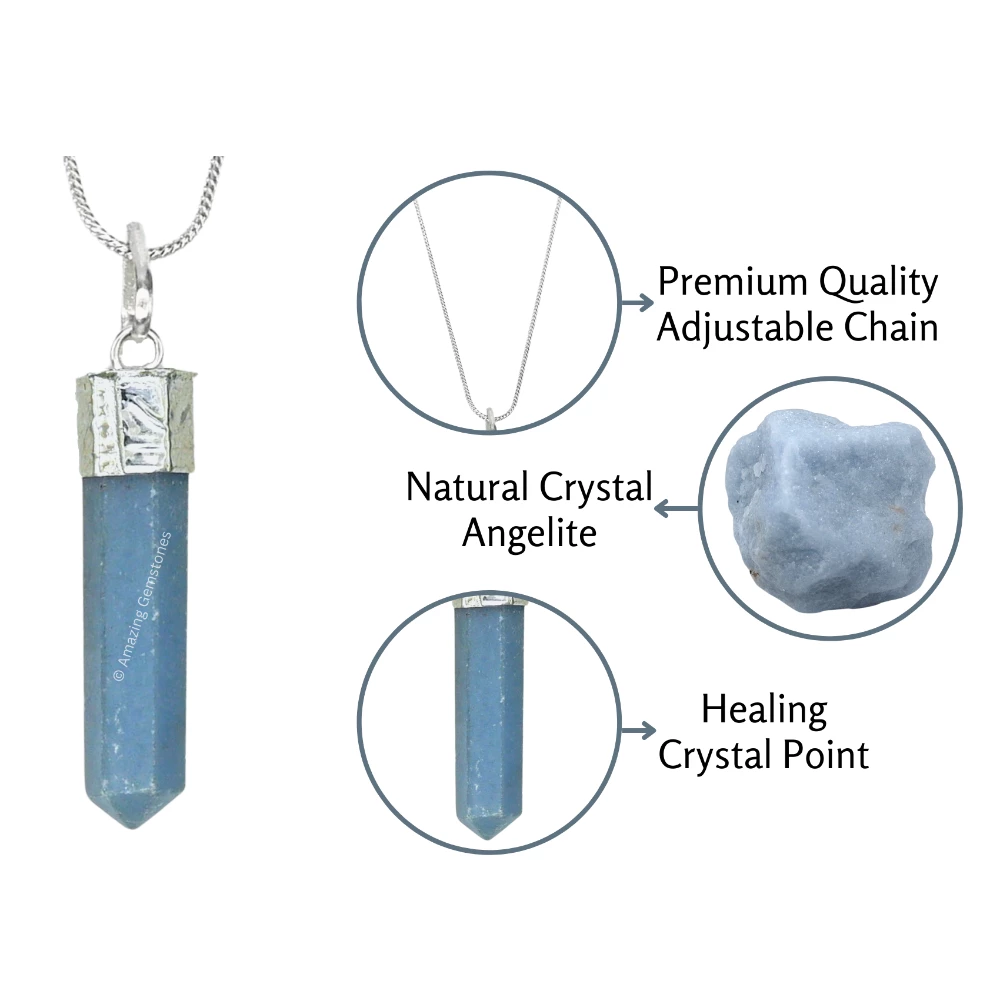 Angelite Necklace - Pencil Point (Silver)