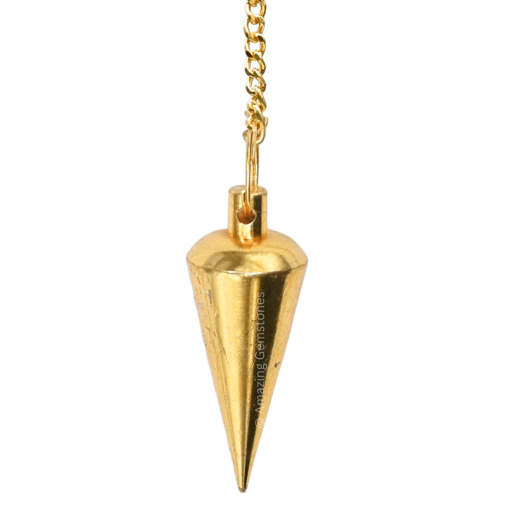 Copper Metal Pendulum - Gold Cone Long Point (MP72)
