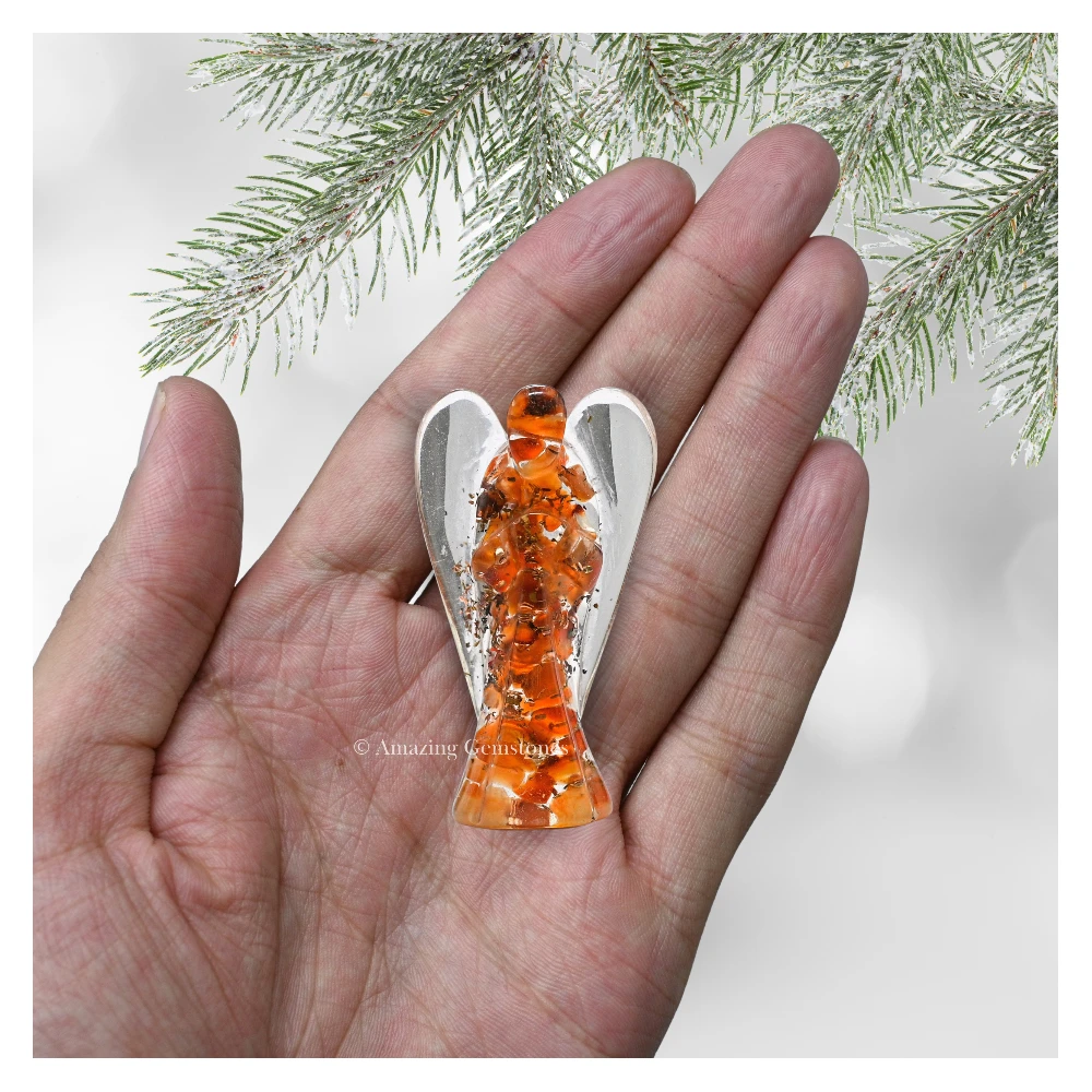 Carnelian Orgone Angel Figurine (2 Inch)