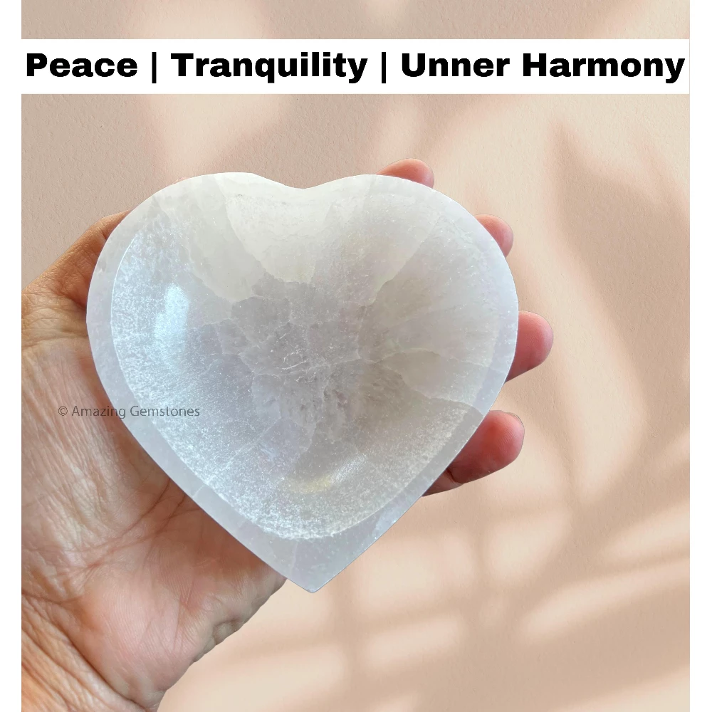 Selenite Charging Bowl for Crystals - Heart