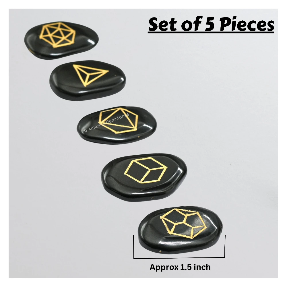 Black Agate Fifth Element Stones (Set of 5)
