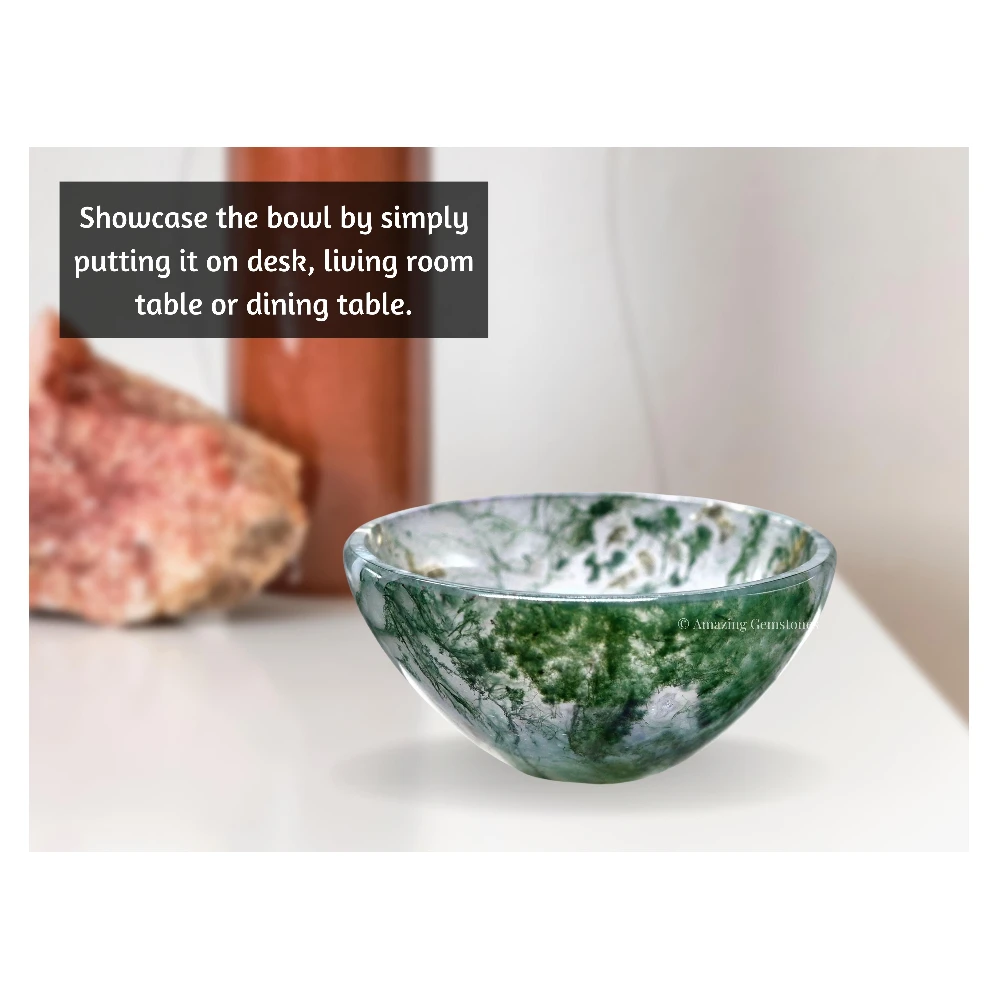Moss Agate Crystal Bowl - 2 Inch