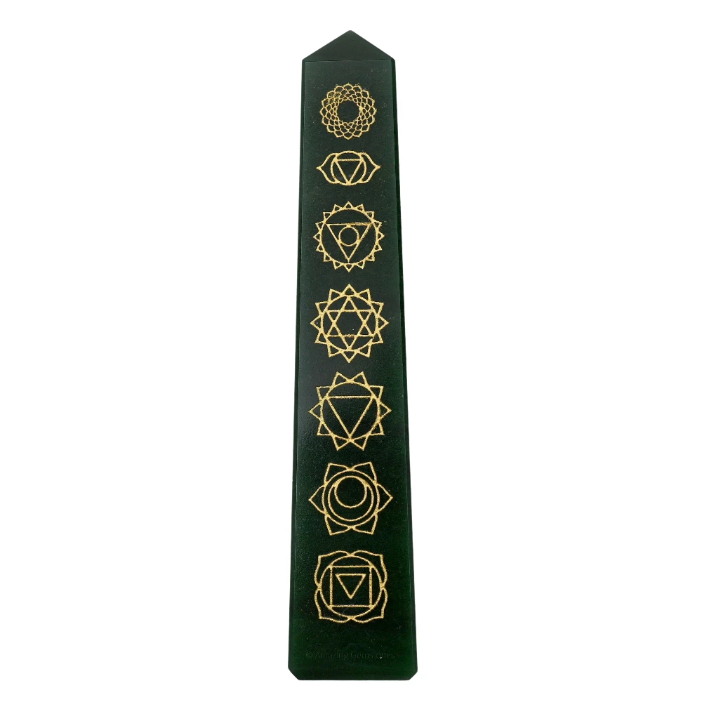 Dark Green Aventurine Tower (4" - 5" Inch (Engraved))