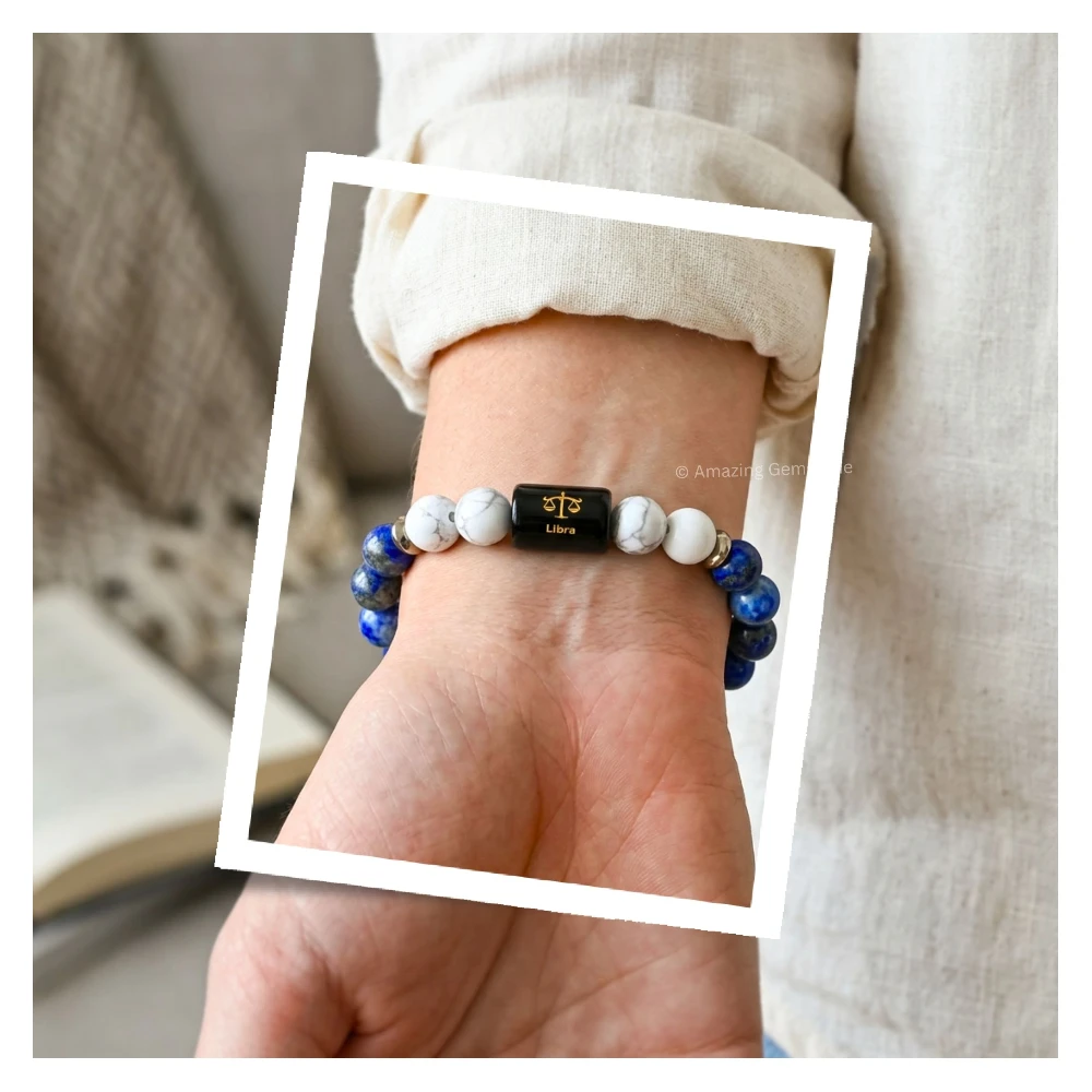 Libra Birthstone Bracelet - Lapis Lazuli & Howlite