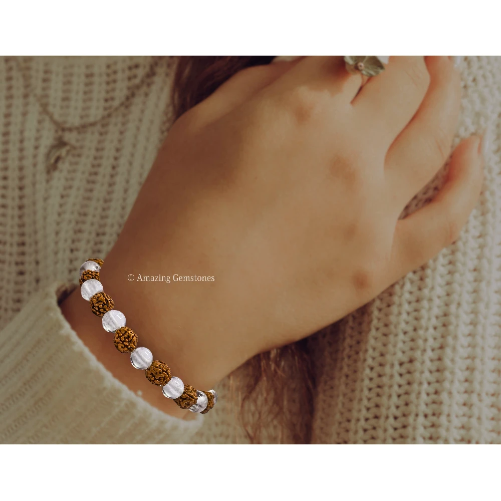 Rudraksha Sphatik Bracelet (Strechable)