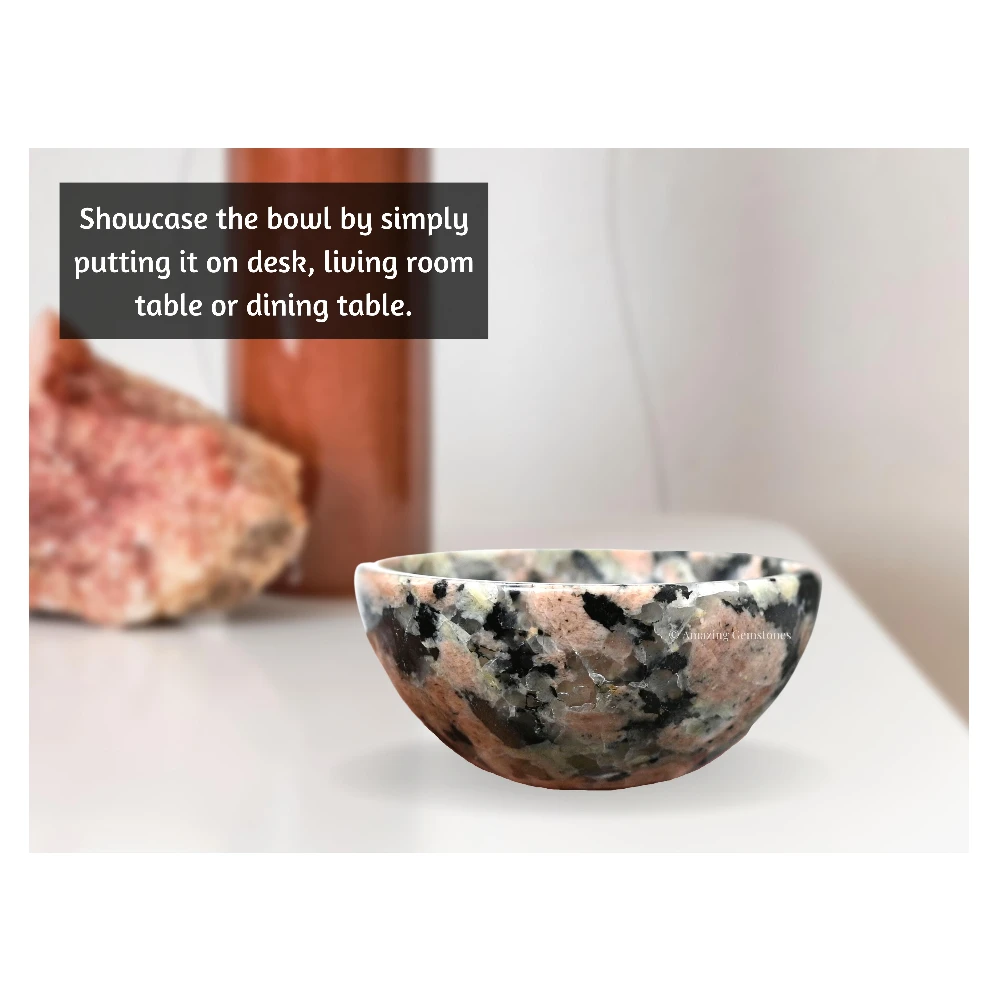 Pink Granite Crystal Bowl - 2 Inch