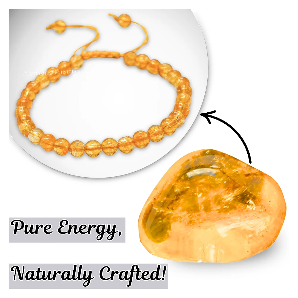 Citrine Onyx Healing Crystal Bracelets - 6mm Beads (Adjustable)