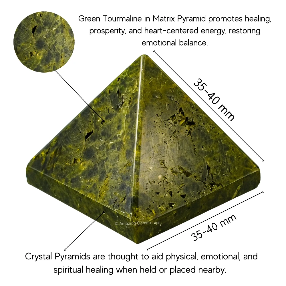 Green Tourmaline in Matrix Pyramid (1.5 Inch)