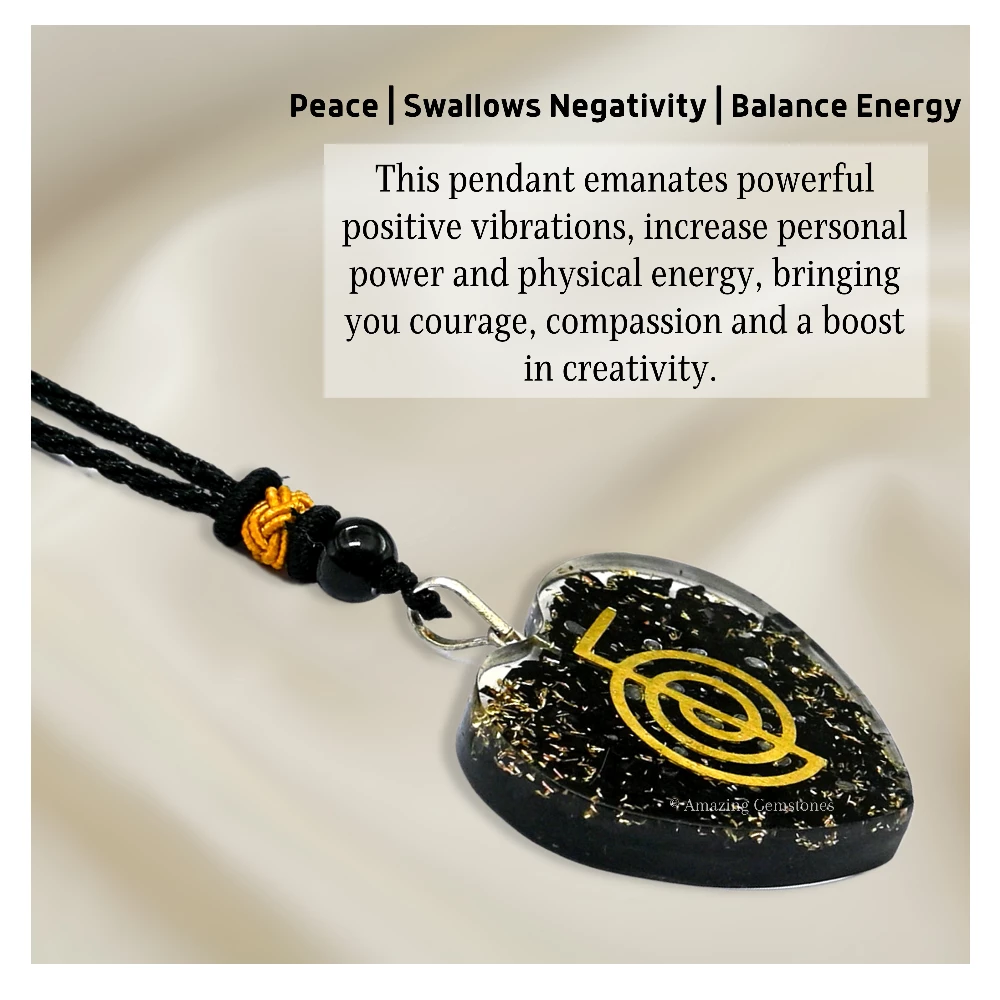 Shungite Necklace - Reiki (Heart)
