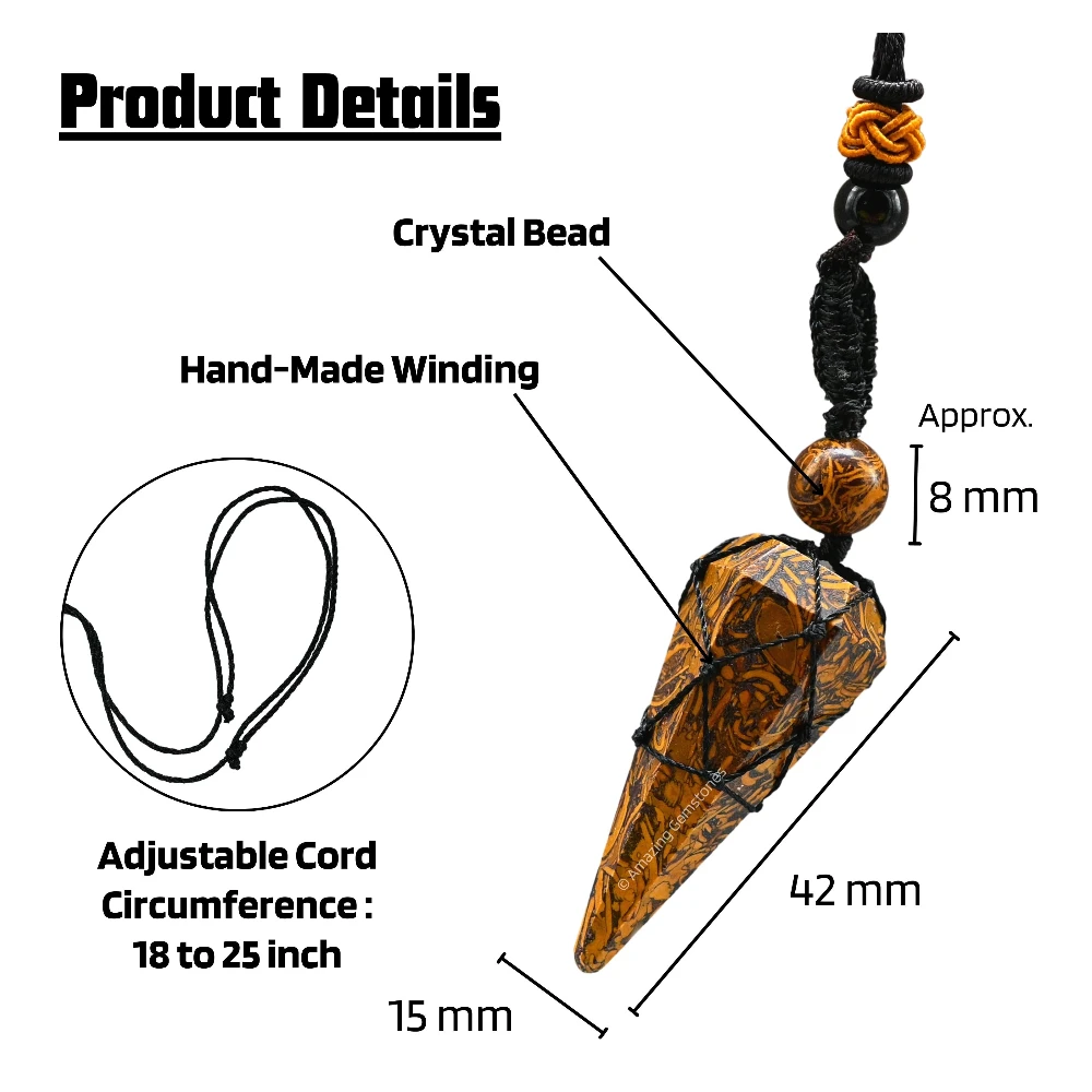 Mariyam Jasper Pendulum Pendant Necklace (Macrame)