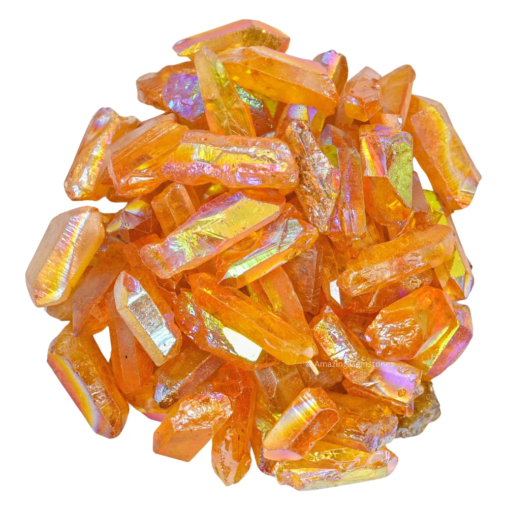 Tangerine Aura Quartz Raw Crystal Points (5 Pieces)
