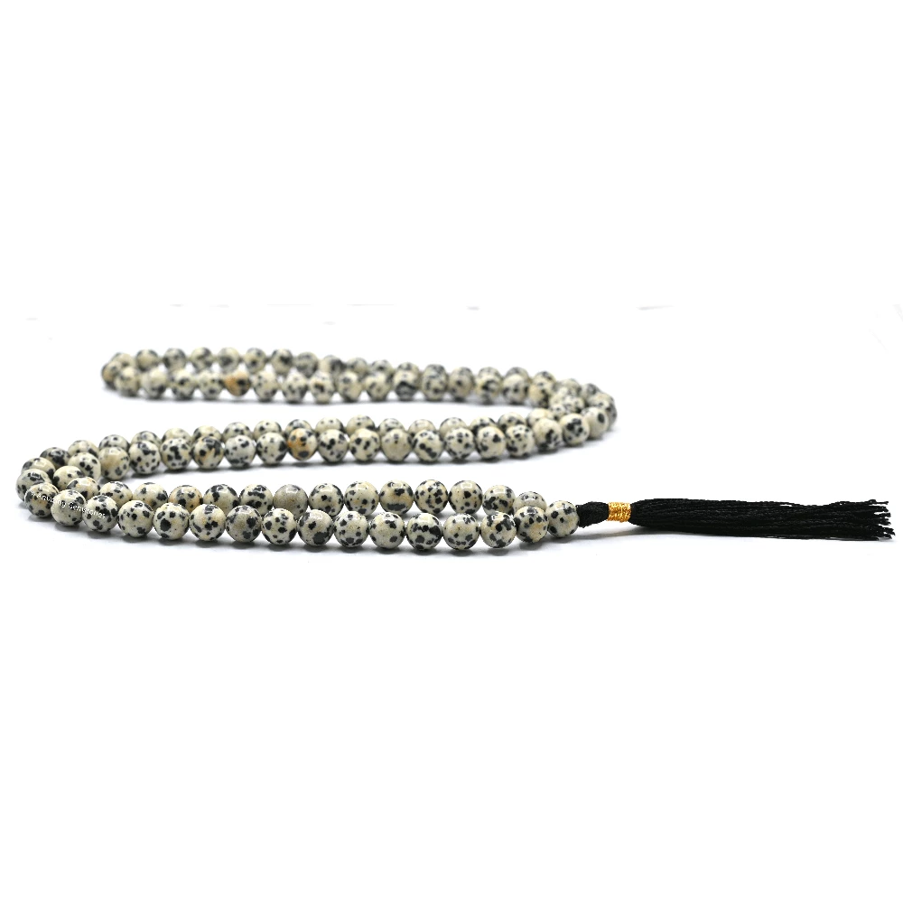 Dalmatian Jasper Mala (Without Knot)