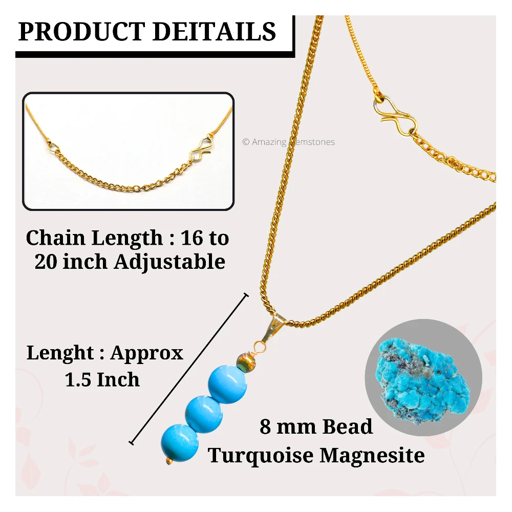 Magnesite Turquoise Bead Pendant (Gold)