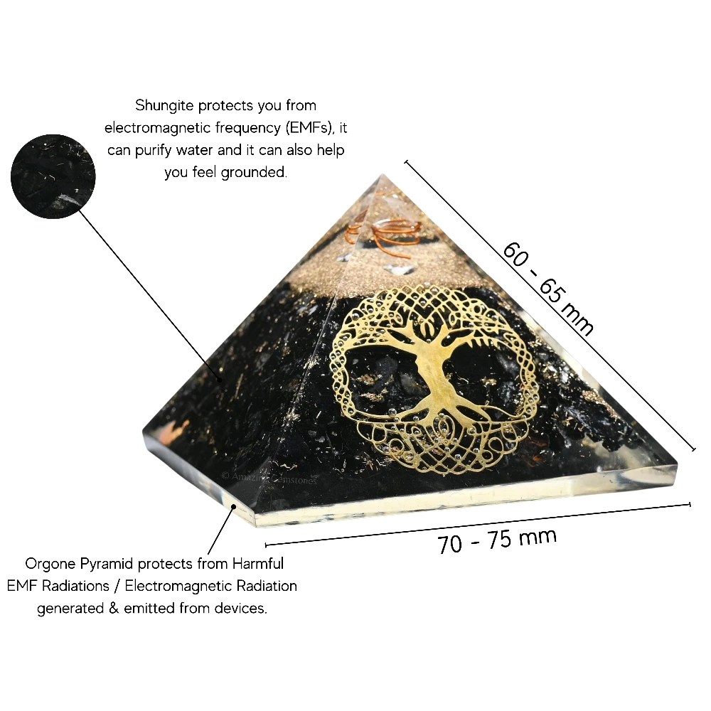 Shungite Orgone Pyramid - Big Tree of Life