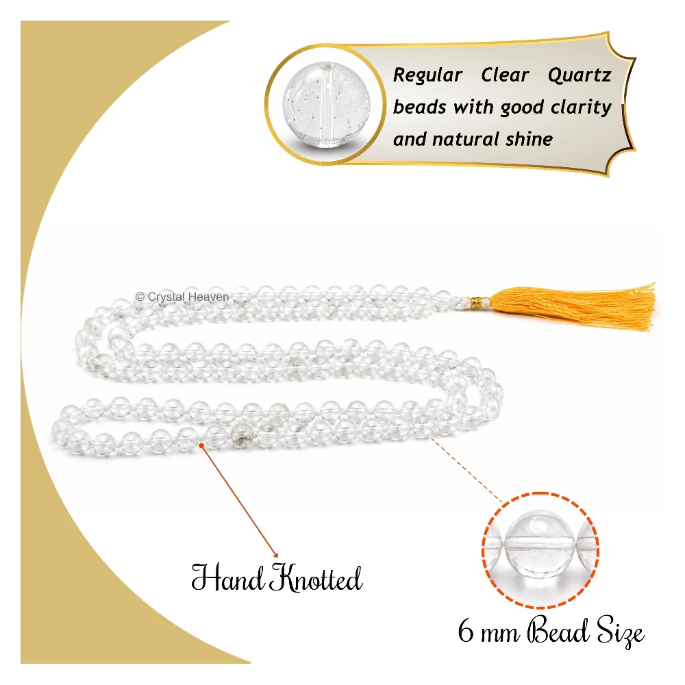 Sphatik Mala - AB Grade 6mm Beads (Hand Knotted)