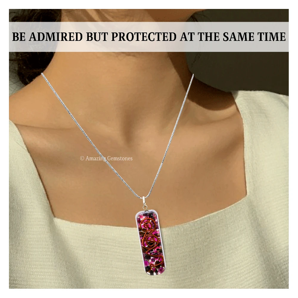 Garnet Crystal Orgone Pendant - Rectangle