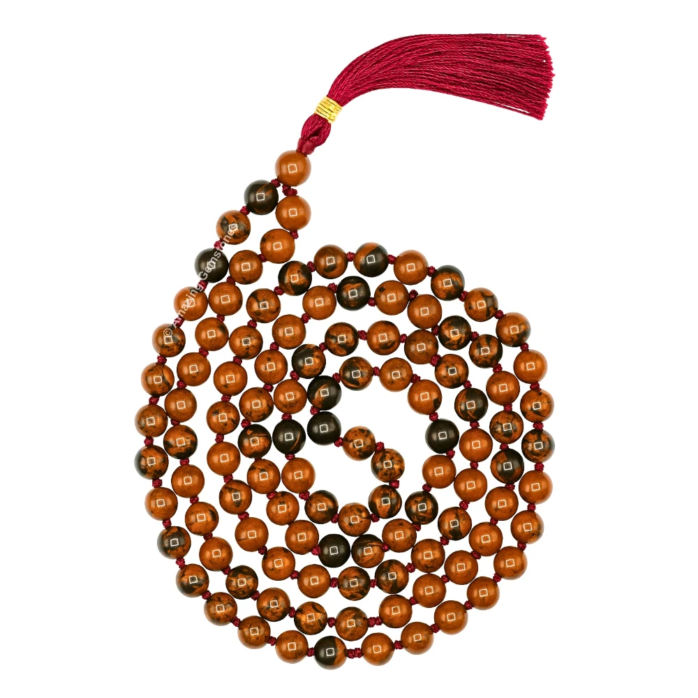Mahogany Obsidian Mala (Hand Knotted)
