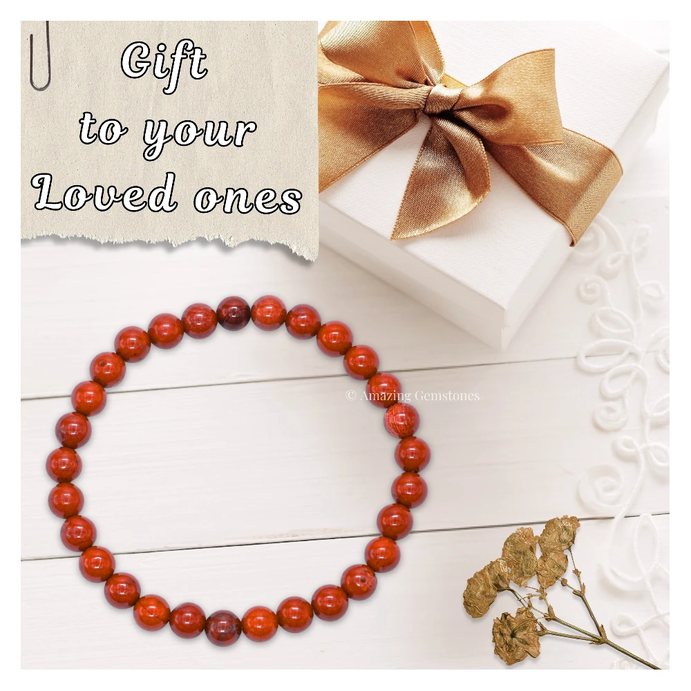 Red Jasper Healing Crystal Bracelets - 6mm Beads
