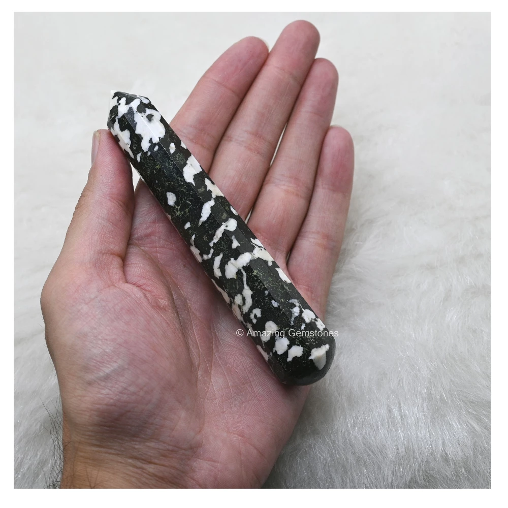 Black & White Tourmaline Wand (Faceted)