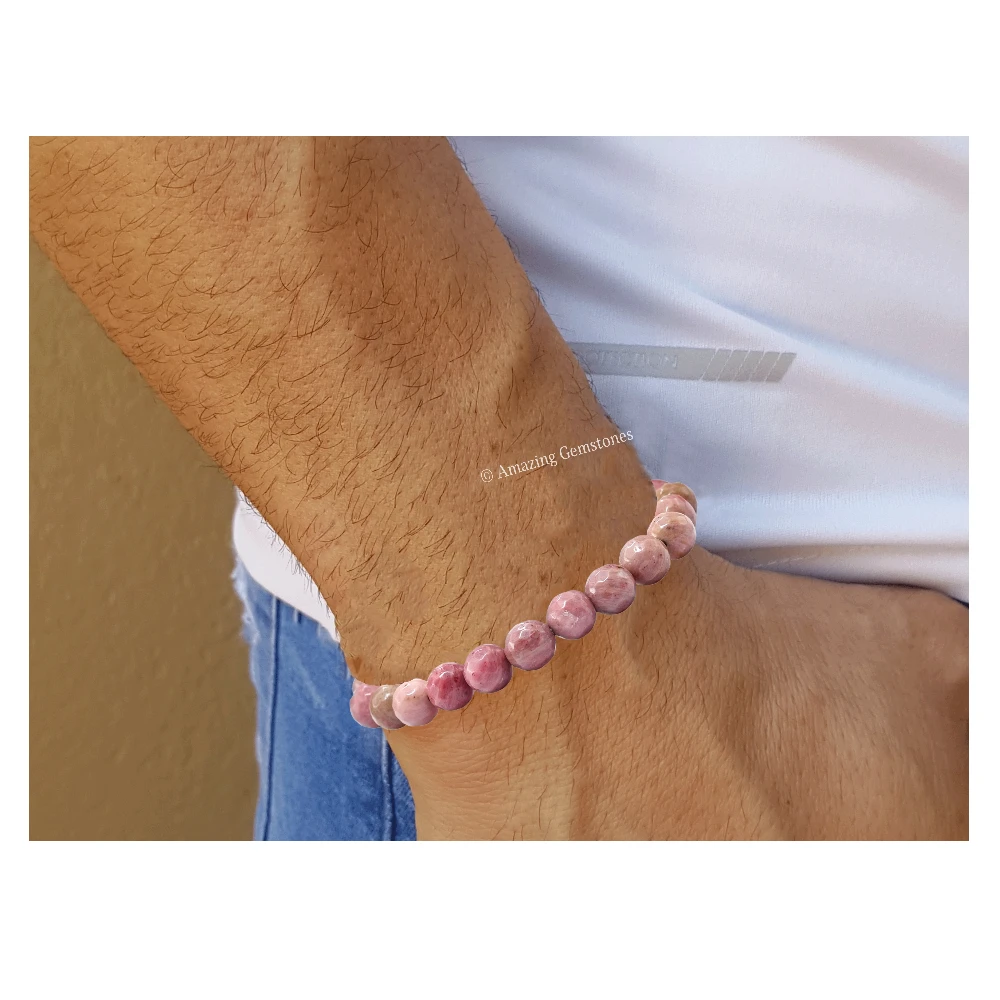 Pink Rhodonite Bracelet (Faceted-Adjustable)