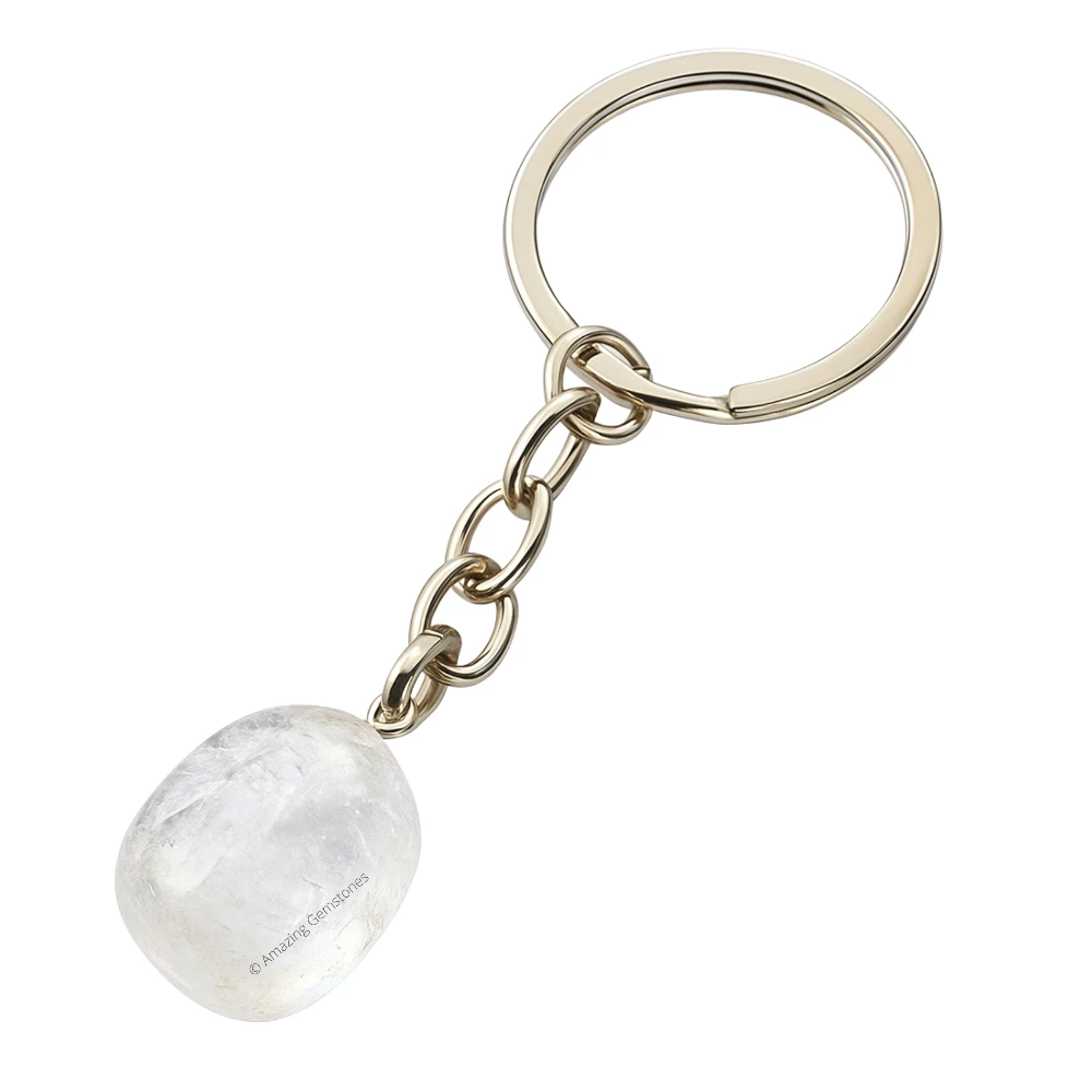 Clear Quartz Keychain Keys Holder (A Grade Tumble)