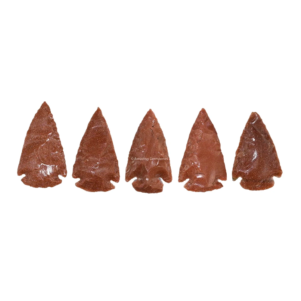 Red Goldstone Crystal Arrowhead - 1" to 1.5" (5 Pieces)