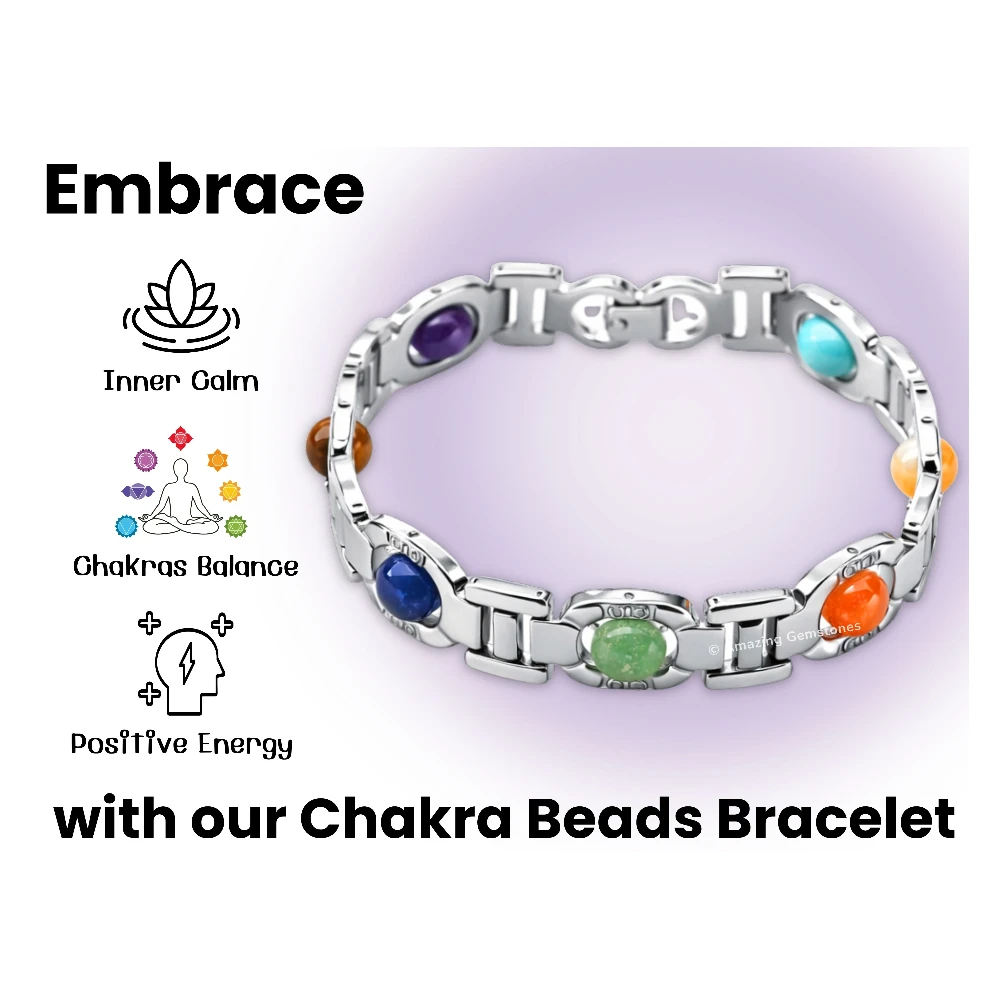 7 Chakra Bracelet - Premium Silver Chain
