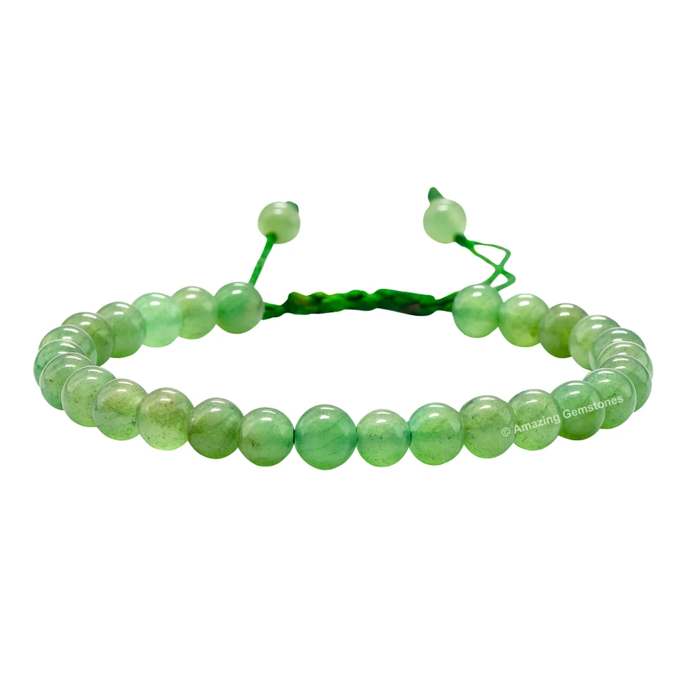 Green Aventurine Healing Crystal Bracelets - 6mm Beads (Adjustable)